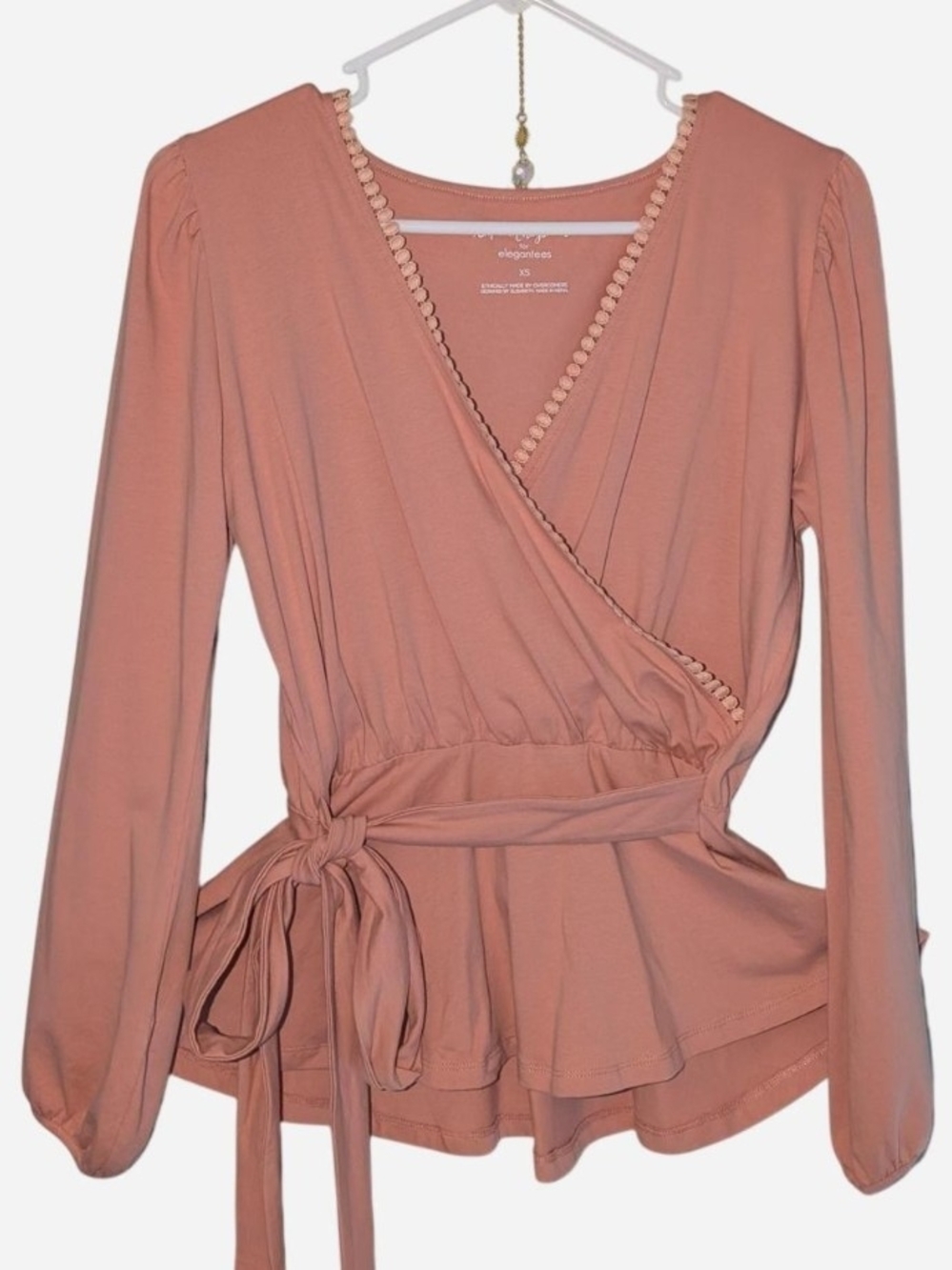 Feminine Wrap Blouse in Dusty Rose — EleganceWrap